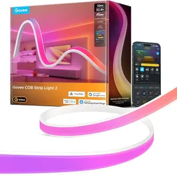Govee COB LED Strip Lights 2, RGBIC, 840 LEDs/m, 1000K-10000K, 32.8ft
Work with Alexa, Google Assistant, Matter and Smarthings, LuminBlend+, DIY, Cutt