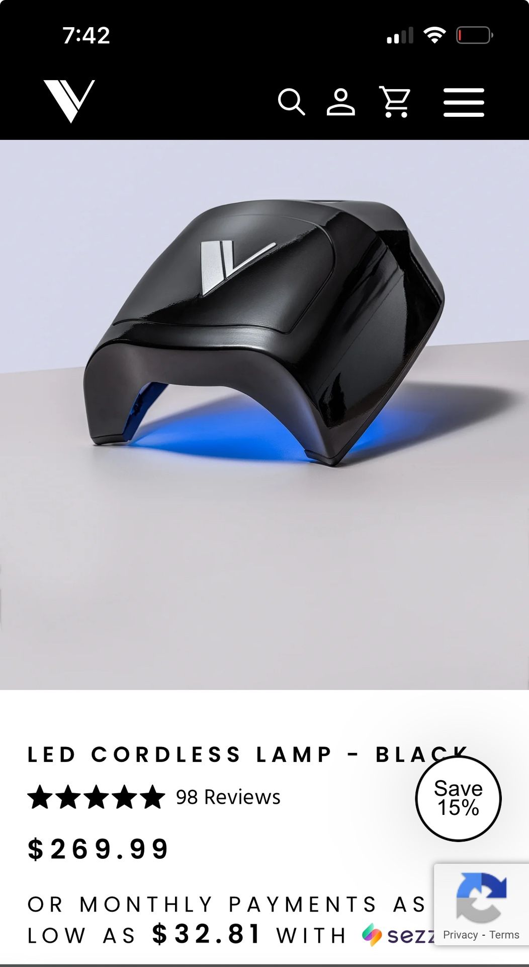 V beauty Led Cordless Lamp