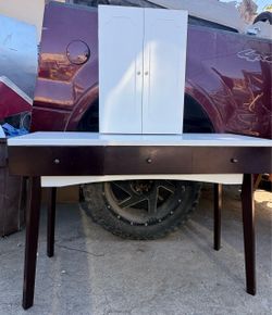 Vanity Desk with Cabinet Top
