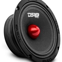 DS18 PRO-GM6.4B Midrange Loudspeaker 6.5" Red Aluminum Bullet, 480W Max, 4 Ohms,1.5" Kapton VC Premium Quality Audio Door Speakers for Car or Truck St