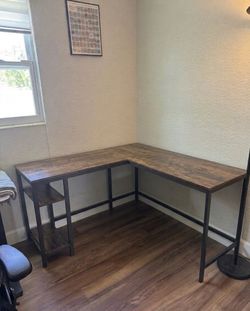 L-Shaped Desk with Shelves