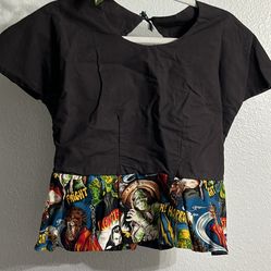Vintage monsters handmade peplum top