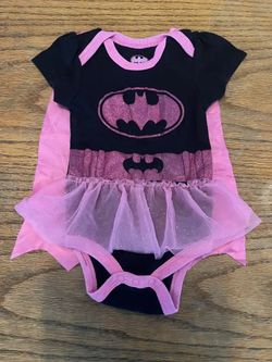 Baby 6-9 Months Batman Girl Onesie Bodysuit Costume All In 1 w/ Tutu & Cape