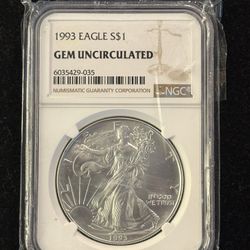 1993 American Silver Eagle NGC GEM UNC.