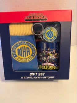 MY HERO ACADEMIA Manga Anime Gift Set - 12oz Coffee Mug, Crew Socks & Keychain