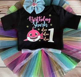 2T Personalized Baby Shark 1st Birthday Outfit