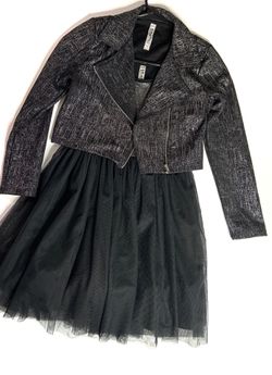 Junior sz12 black tank/tutu tulle style dress w/ jacket