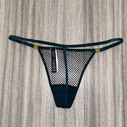 New Victoria Secret Thong V String XL Fishnet Green Adjustable Straps