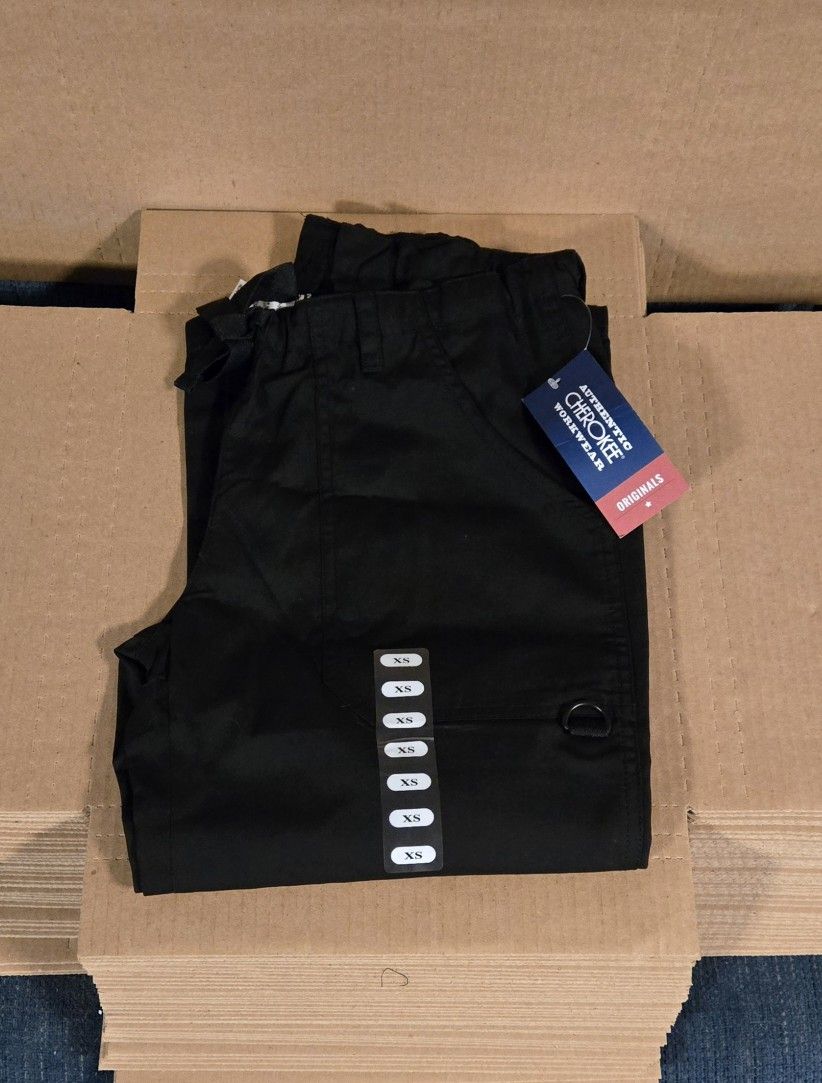 Cherokee Workwear Womens 3-Pocket Drawstring Black Scrub Size XS Style 4020