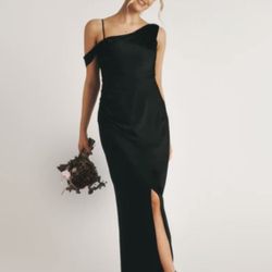 MADDIE Asymmetrical Satin Dress