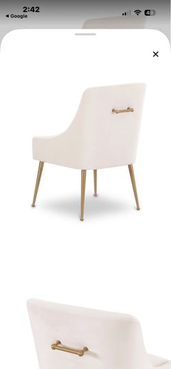 Cream Velvet Accent Chair with Gold Legs