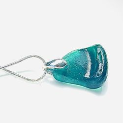 Dark teal sea glass on 925 Sterling silver necklace $5 FLAT FEE US SHIPPING ✈️