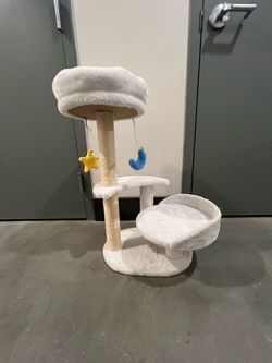 White Cat Tree with Scratching Post