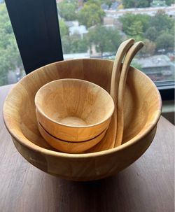 Wooden Salad Bowl Set with Servers