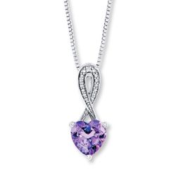 Kay Jewelers //Amethyst Heart Necklace With Diamond Accent Sterling Silver