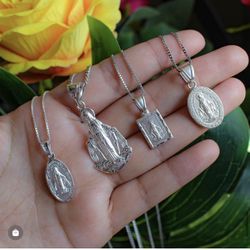 Collares De La Virgencita Milagrosa Plata 925
