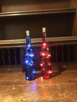 Colored Glass Bottles With LED Battery Operated Lights