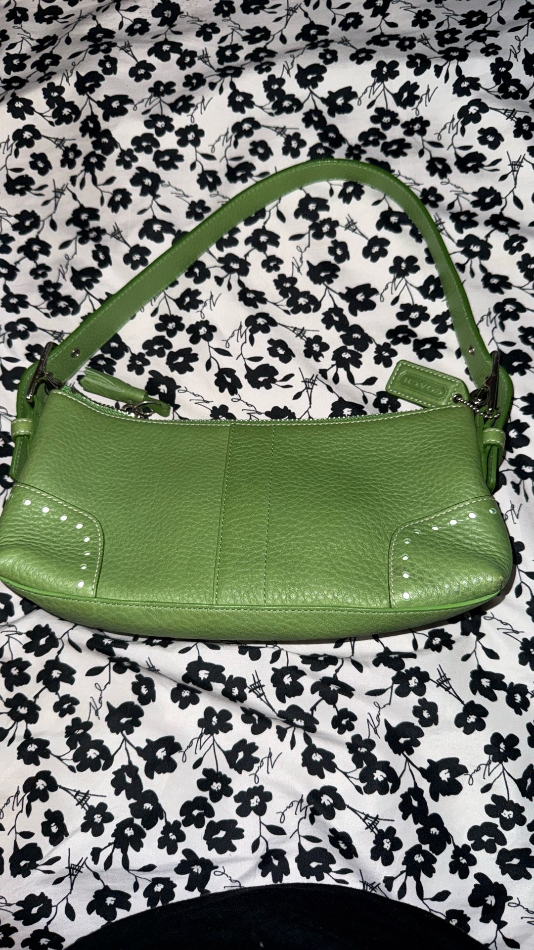 Green | COACH | Vintage Leather Baguette Handbag
