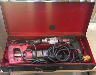 Metabo Drill & Milwaukee Sawzall Tool Set w/ Bits & Metal Box