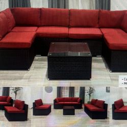 1x A Year Patio Sale 7pc Sectional Outdoor Furniture New Wicker Red Only  Clearance Sale 6 Sets  