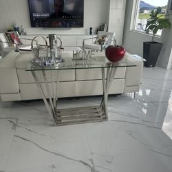 Elegant Console Table Glass And Chrome
