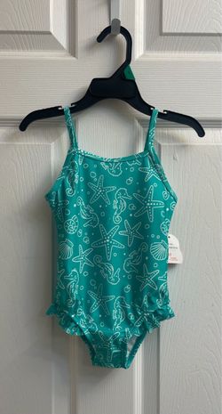 Brand new Toddler Girls seashell print aqua one piece swimsuit sizes 2T & 3T $6.00 each