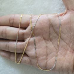 Brand New Solid 18K Tri-color Gold Chain Necklace 