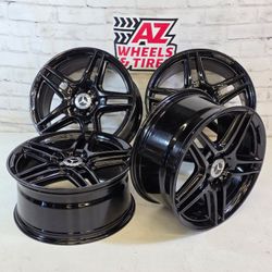 18" Mercedes AMG staggered wheels 5x112 Fits C,E,S, Class CLS Black 18x8.5 18x8