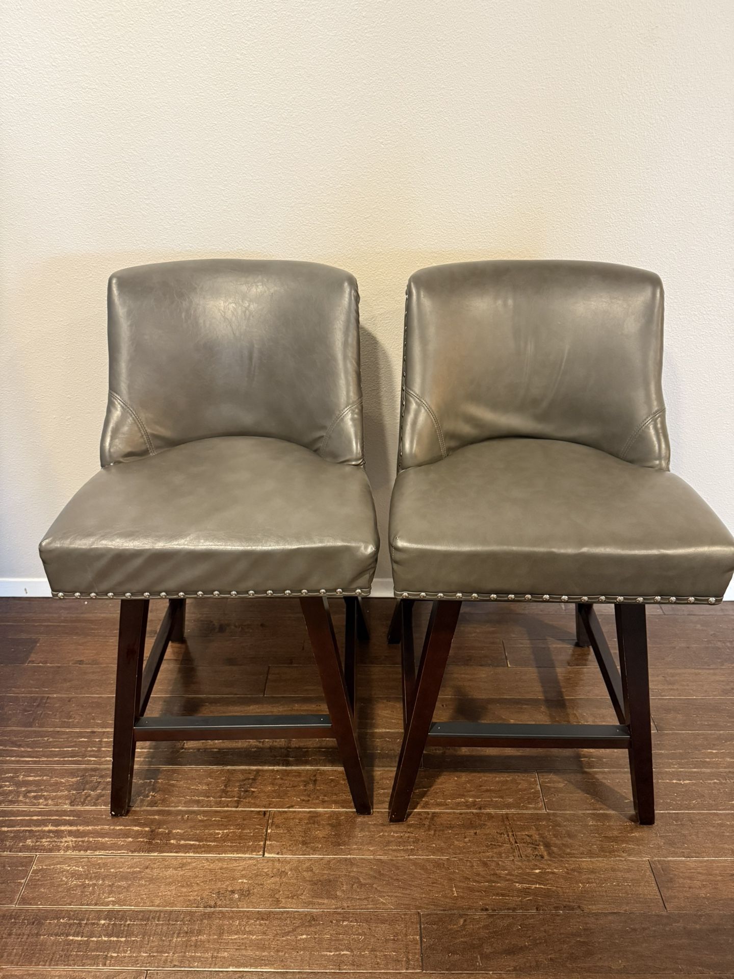 26 Inch Bar Stools Set of 2, Dark Gray Swivel Counter Stools.