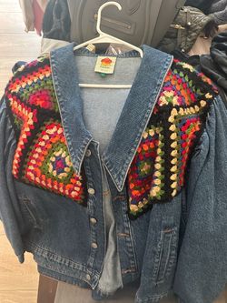 Farm Rio Crochet Embroidered Denim Jacket