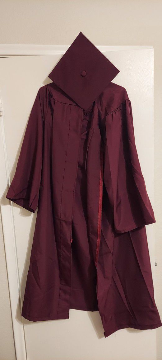 Maroon Graduation Cap and Gown