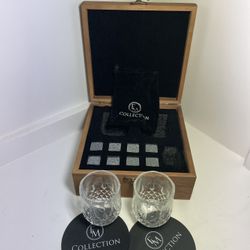 EM Collection Whiskey Stone Gift Set W/8 Granite Whiskey Glasses