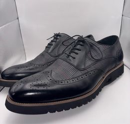 STACY ADAMS Baxley Wingtip Oxford BLK Memory Foam Dress MENS Sz 15 W - Fits 14