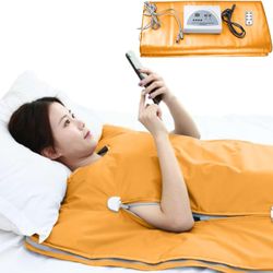 Sauna Blanket Infrared, 70” (Large) Length Heat 2 Zone far, Zipper Type, Digital Body Sauna (Orange )