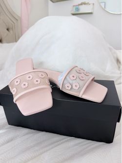 Pink coach sandals