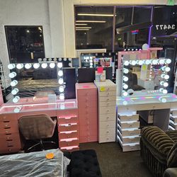 Brand New Vanity Set 13 Drawers With LED Light, XL Hollywood Mirror W/ Bluetooth Speaker $849