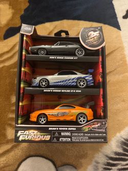 NEW Jada Fast & Furious 3 Pack Pull Back Cars Charger Skyline Supra 25 Years
