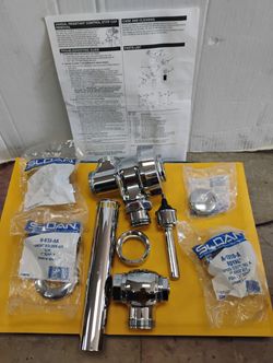 Sloan Royal flush valve parts and kits, including the H-633-AA sweat solder kit and A-1010-A spud coupling & flange kit.
