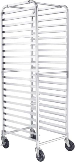 20 Tier Bun Pan Rack, 20"x26"x69"H Bakery Rack with Casters, NSF, Home Commercial Kitchen, Aluminum Storage Cooling Sheet Pan Rack