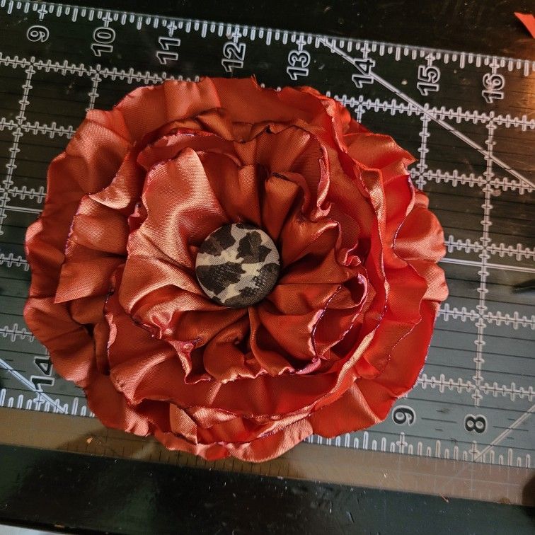 Rust Orange Flower Brooch