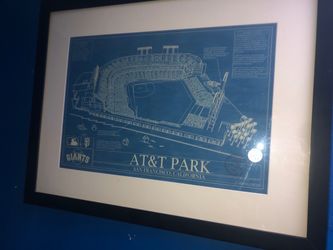SF Giants AT&T Park Blueprint Art Print Framed