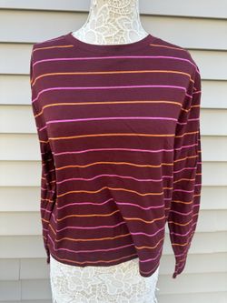 NWT A New Day Burgundy Striped Long Sleeve T Shirt