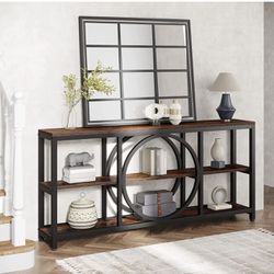 C0770 70.9" Console Table, Narrow Sofa Table with 3 Tier Storage Shelves