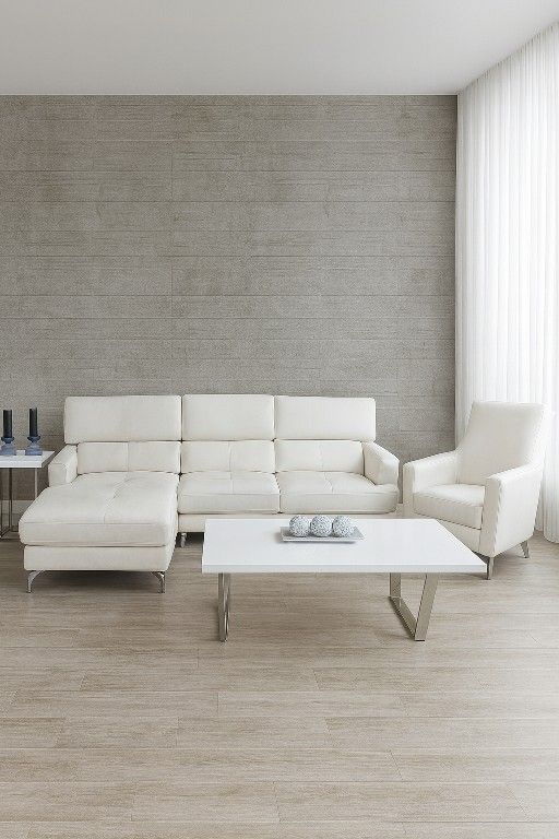 White faux leather Sectional 