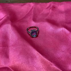 Aqua blue ring silver