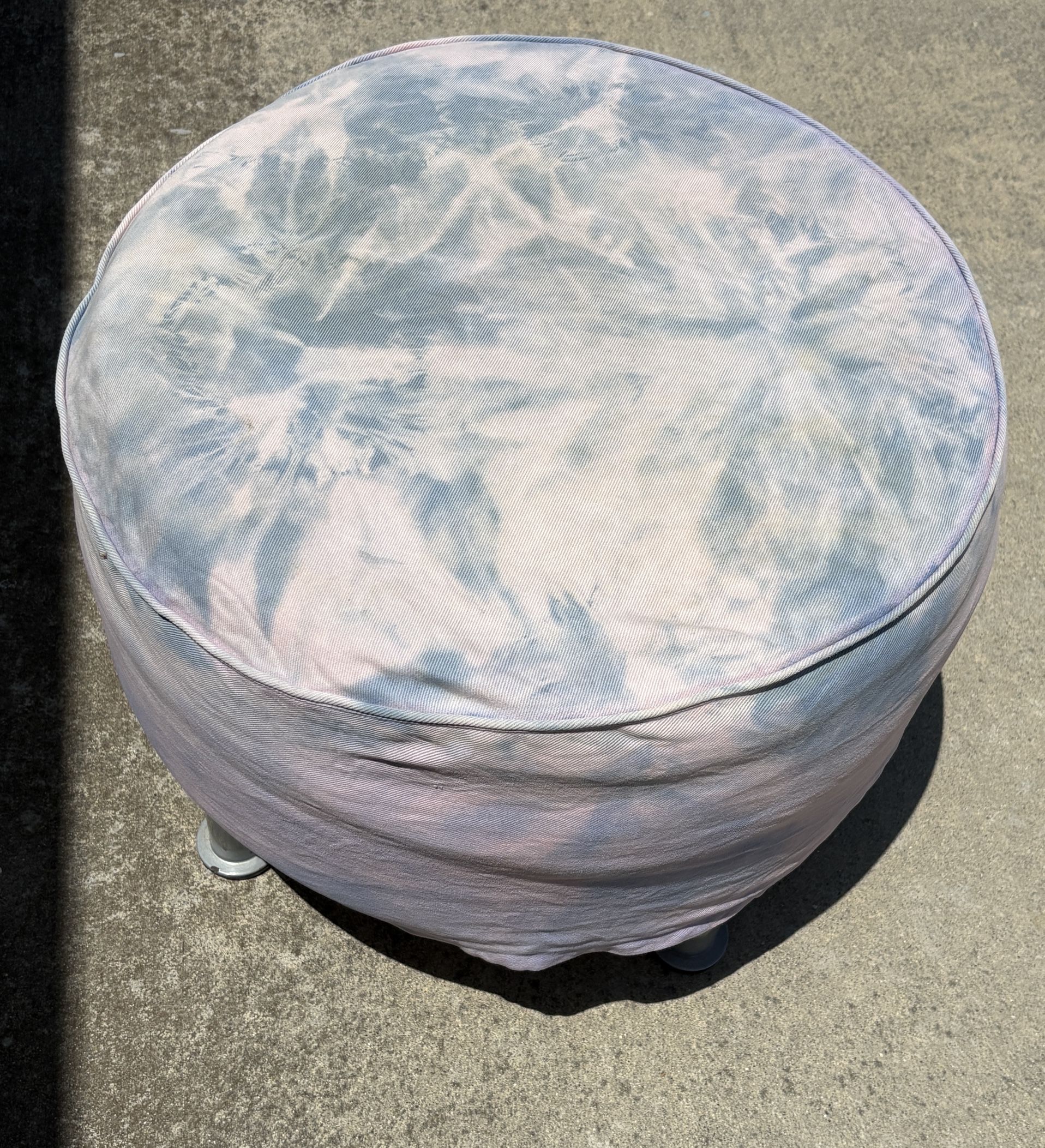 Round Ottoman With tie Dye Cover