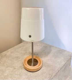 Collectible vintage Ikea Basisk Design white milk glass cone shade table lamp