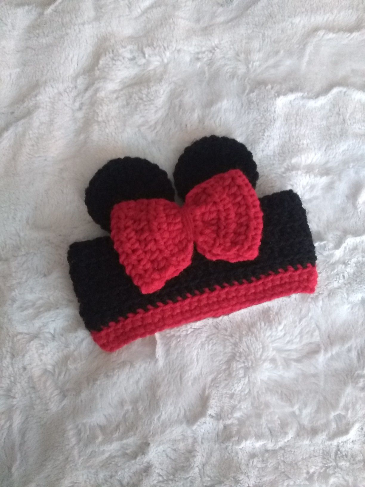 Crochet headband for baby, Minnie Mouse headband