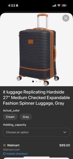 it luggage Replicating Hardside 27" Medium Checked Expandable Fashion Spinner Luggage, Gray