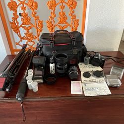 Vintage Minolta Camera with accessories